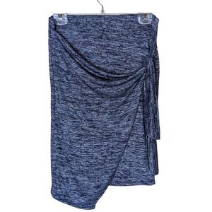 GAP Heather Navy Ruched Knit Midi Skirt –‎ Minimalist Casual Chic Aesthetic (M)